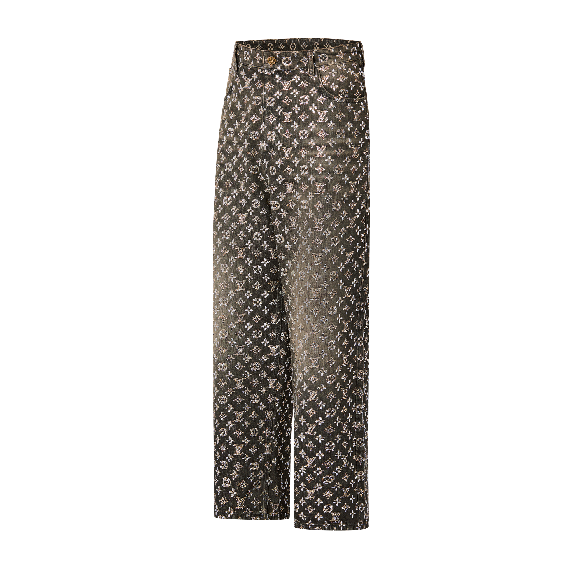 Made To Order Embroidered Monogram Baggy Denim Pants - High-End